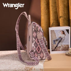 Wrangler Aztec Print Backpack/Crossbody -Pink