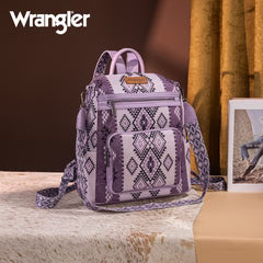 Wrangler Aztec Print Backpack/Crossbody -Light Purple