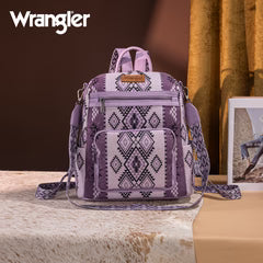 Wrangler Aztec Print Backpack/Crossbody -Light Purple