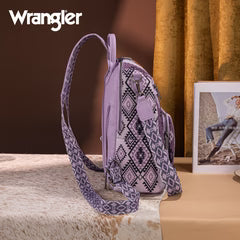 Wrangler Aztec Print Backpack/Crossbody -Light Purple