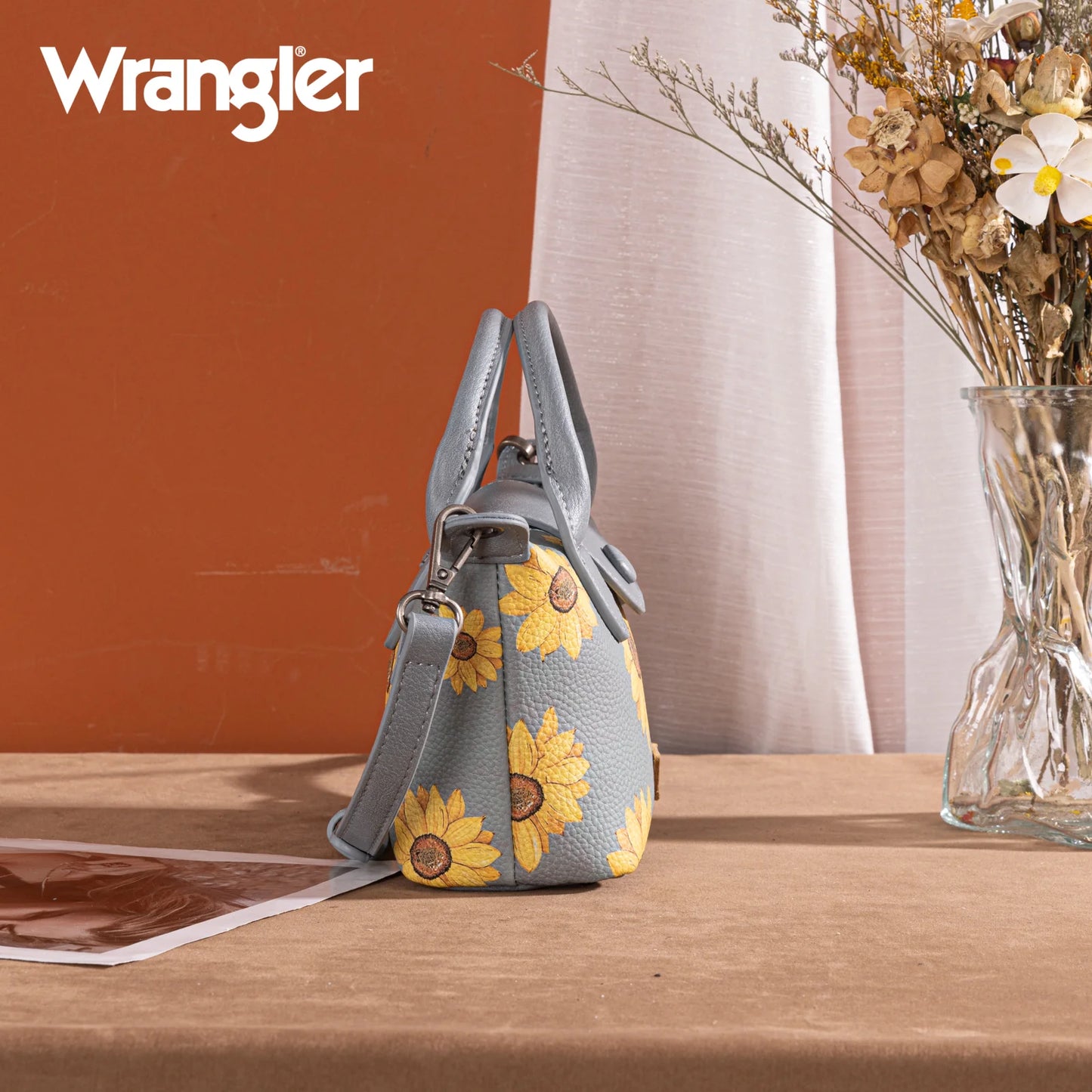 Wrangler Sunflower Print Mini Top Handle Crossbody -Jean