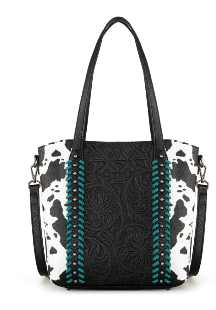 Montana West Tooled Collection Concealed Carry Tote/Crossbody - Black