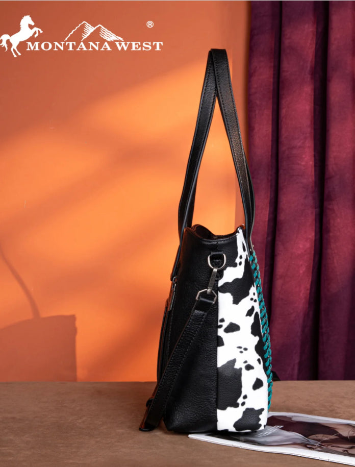 Montana West Tooled Collection Concealed Carry Tote/Crossbody - Black