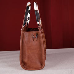 Wrangler Cow Print Concealed Carry Tote/Crossbody - Brown