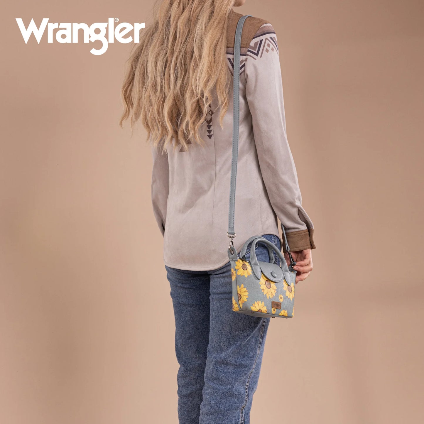 Wrangler Sunflower Print Mini Top Handle Crossbody -Jean