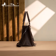 Montana West Tooled Concho Tote/Crossbody -Coffee
