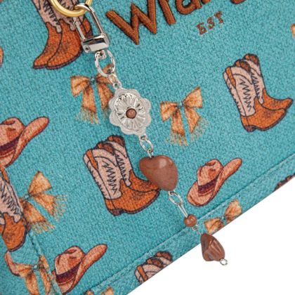 Wrangler Western Print Cowgirl Tote Bag/Crossbody - Light Blue