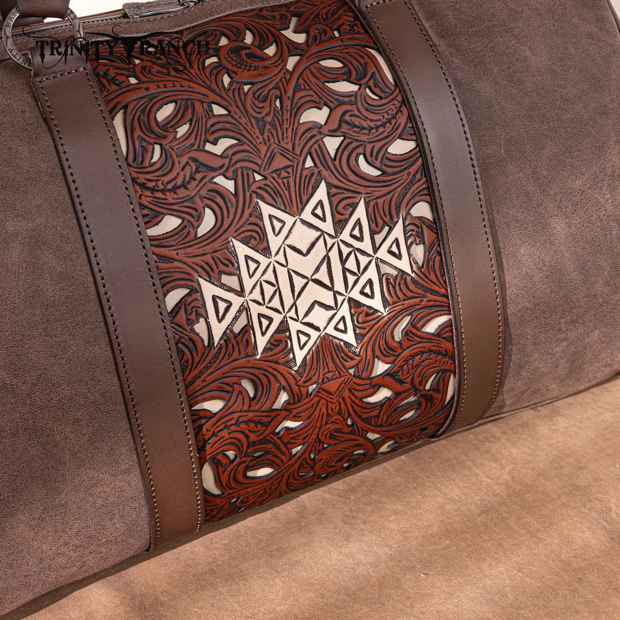 Trinity Ranch Floral Aztec Tooled Collection Weekender Bag