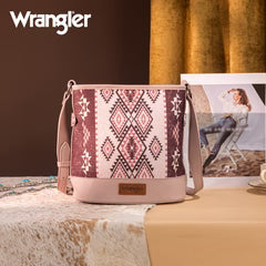Wrangler Aztec Distressed Print Dual Sided Print Concealed Carry Crossbody-Pink