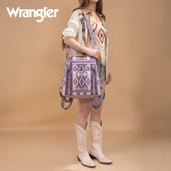 Wrangler Aztec Print Backpack/Crossbody -Light Purple