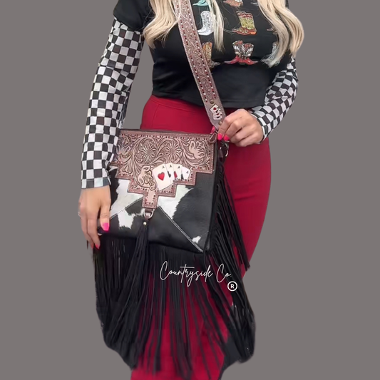 Gambler Cowhide and Tooled Leather Western Purse