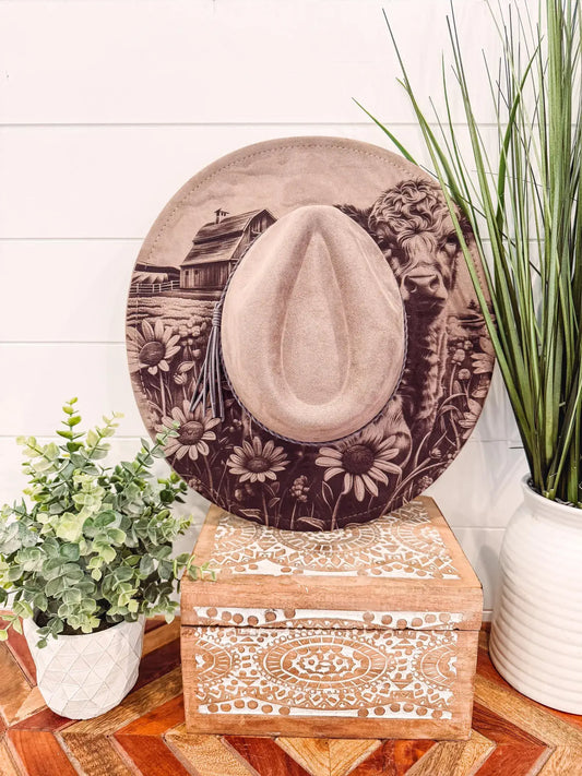 Engraved Highland Cow Hat