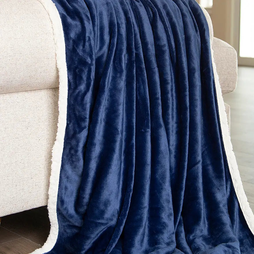 Sapphire Blue Sherpa Throw