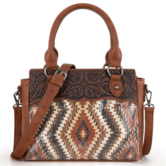 Montana West Tooled Aztec Collection Tote/Crossbody