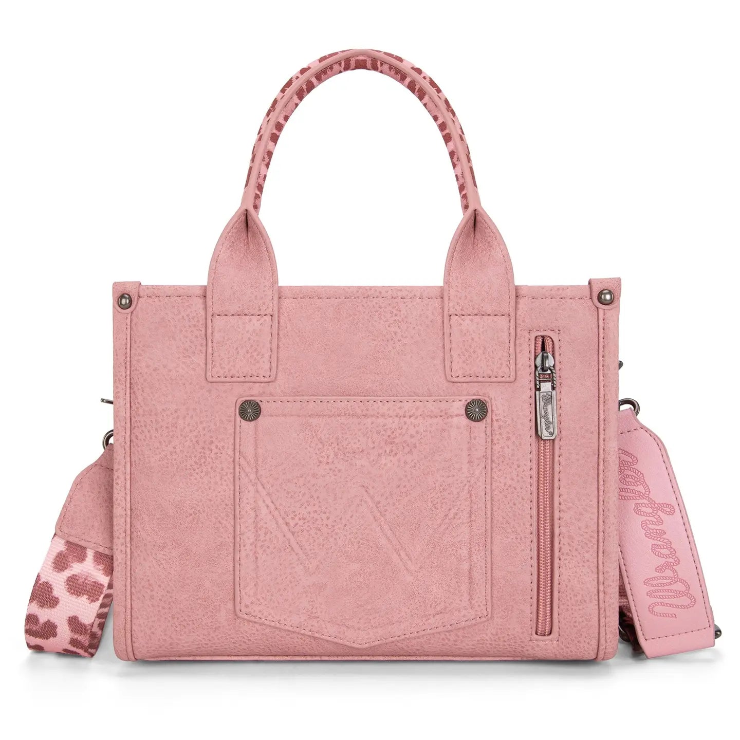 Wrangler Leopard Print Concealed Carry Tote/Crossbody - Pink