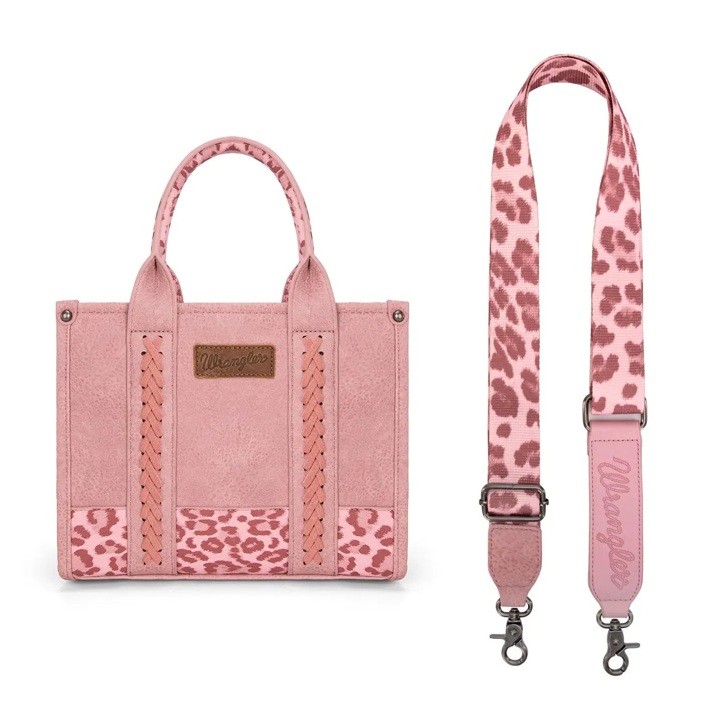 Wrangler Leopard Print Concealed Carry Tote/Crossbody - Pink