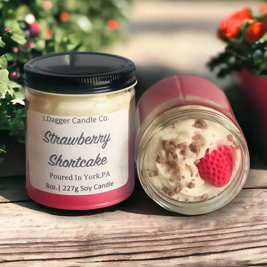 Mini Strawberry Shortcake Soy Dessert Candle , 8oz.