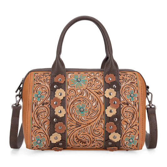 Montana West Embroidered Barrel Satchel Bag/Crossbody