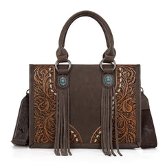 Montana West Tooled Concho Tote/Crossbody -Coffee