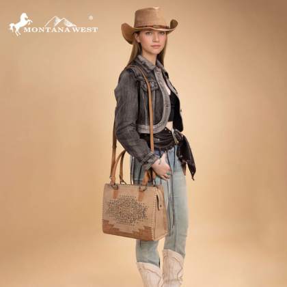 Montana West Tooled Aztec Concealed Carry Tote/Crossbody