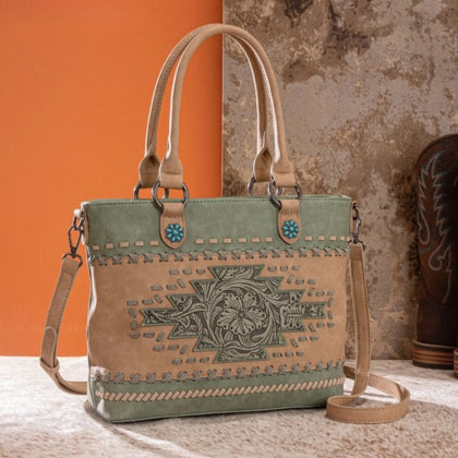 Montana West Western Tooled Aztec Concealed Carry Tote/Crossbody