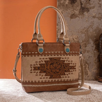 Montana West Western Tooled Aztec Concealed Carry Tote/Crossbody