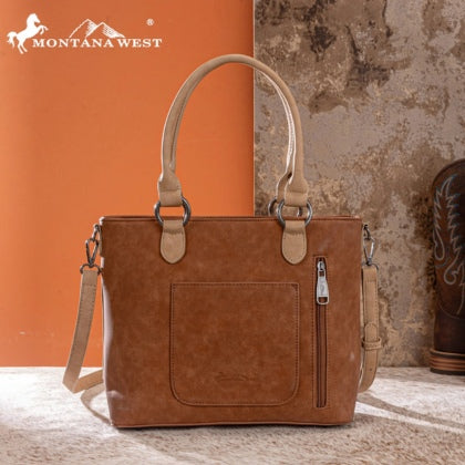 Montana West Western Tooled Aztec Concealed Carry Tote/Crossbody