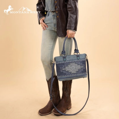 Montana West Western Tooled Aztec Concealed Carry Tote/Crossbody