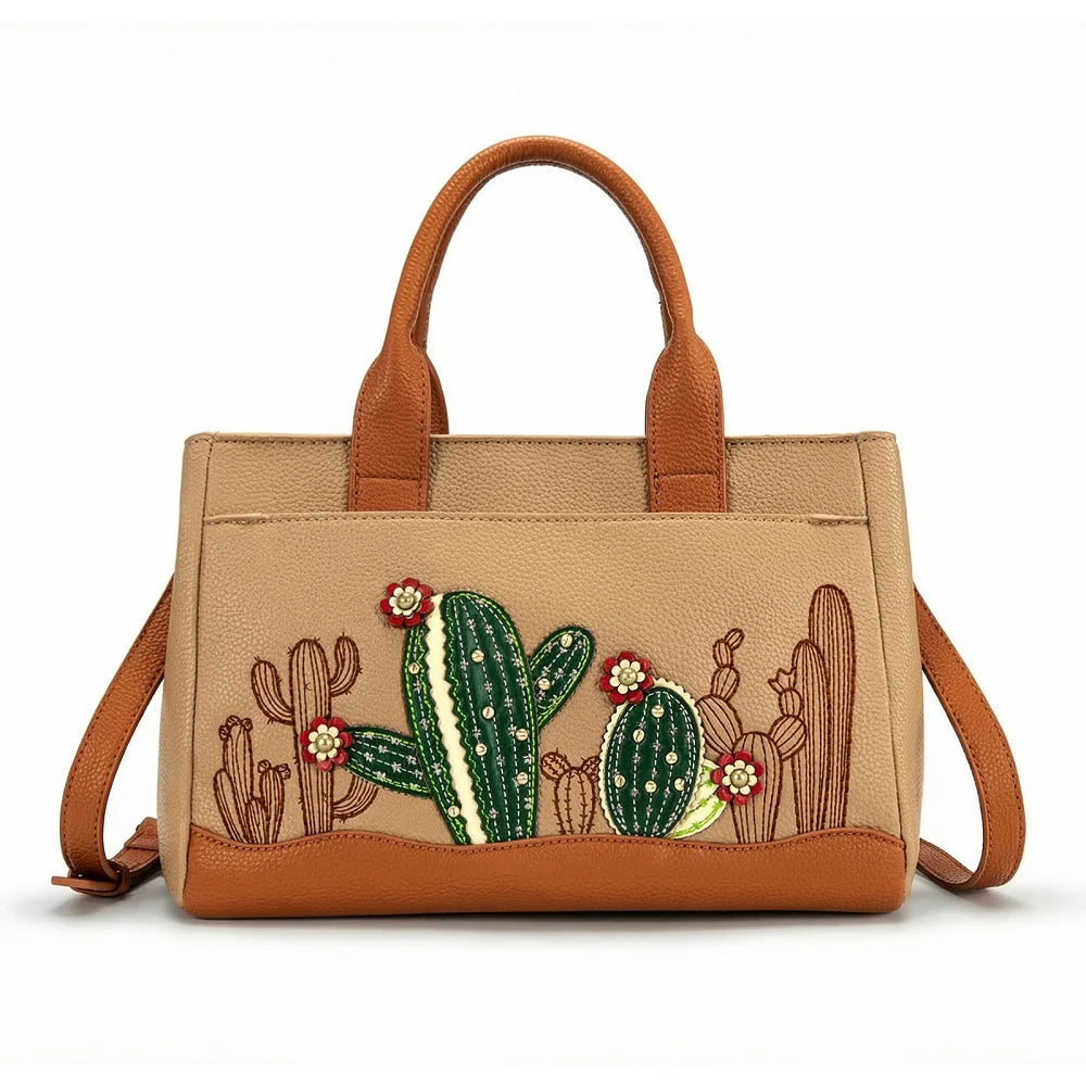 Montana West Cactus Embellished Crossbody Bag-Brown
