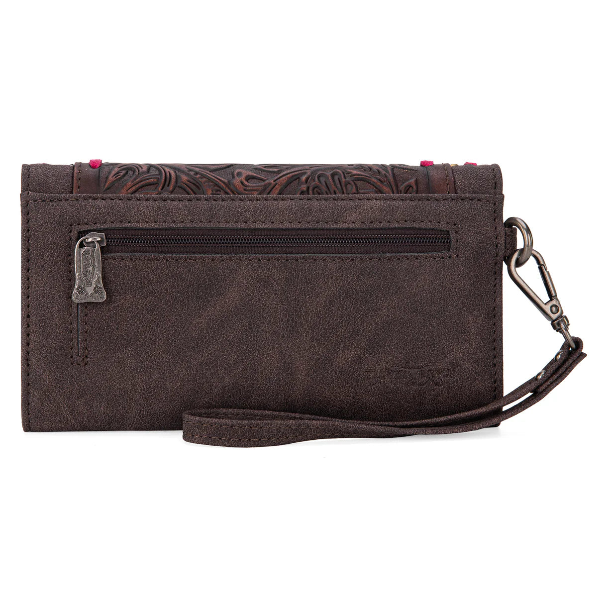 Trinity Ranch Floral Tooled Collection Wallet - Coffee
