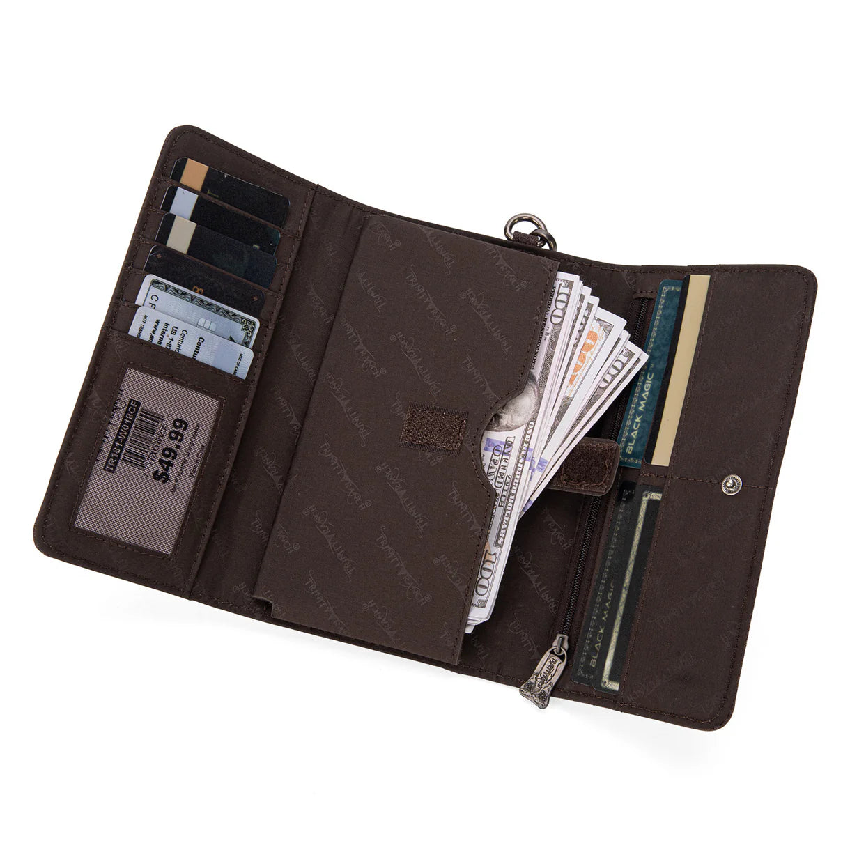 Trinity Ranch Floral Tooled Collection Wallet - Coffee