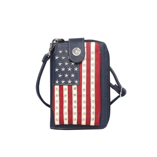 Montana West American Pride Phone Case Crossbody Wallet Navy Color