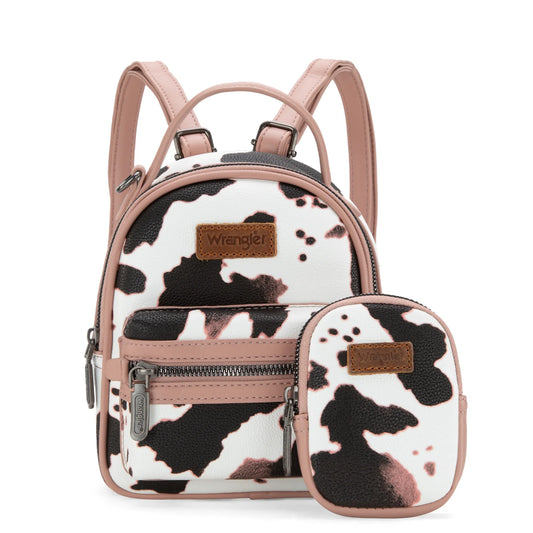 Wrangler Cow Print Mini Backpack With Coin Pouch - Pink