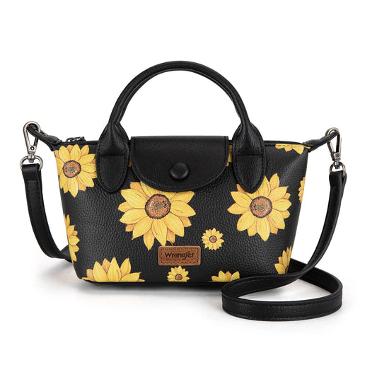 Wrangler Sunflower Print Mini Top Handle Crossbody -Black