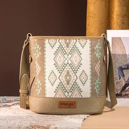 Wrangler Aztec Distressed Print Dual Sided Print Concealed Carry Crossbody