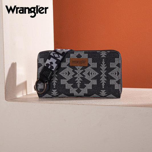 Wrangler Southwestern Art Print Wallet -Black