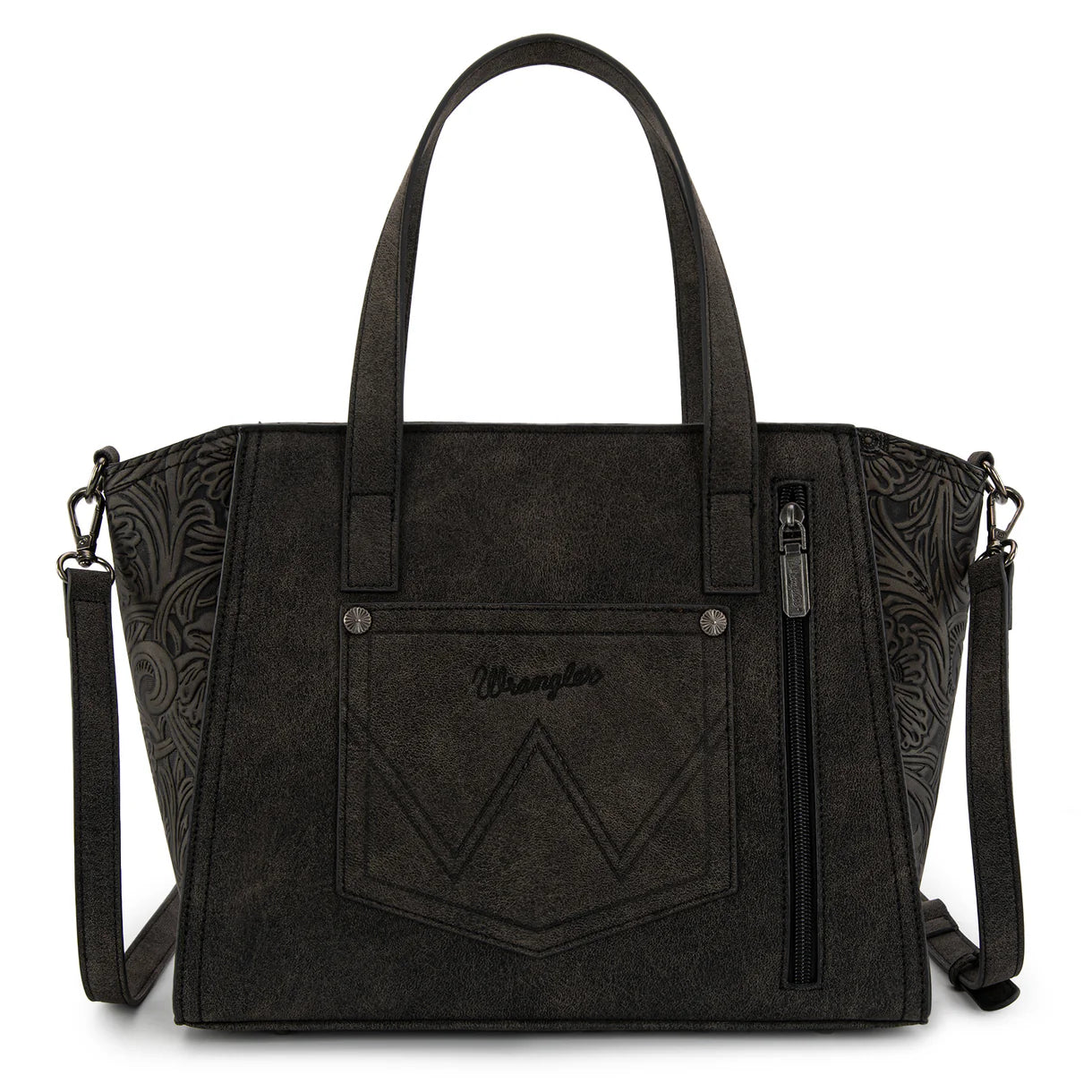 Wrangler Genuine Hair-On Cowhide Wide Tote/Crossbody - Black