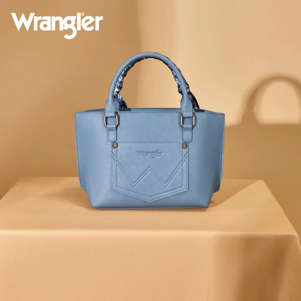 Wrangler Braided Paisley Bandana Tote Bag - light blue