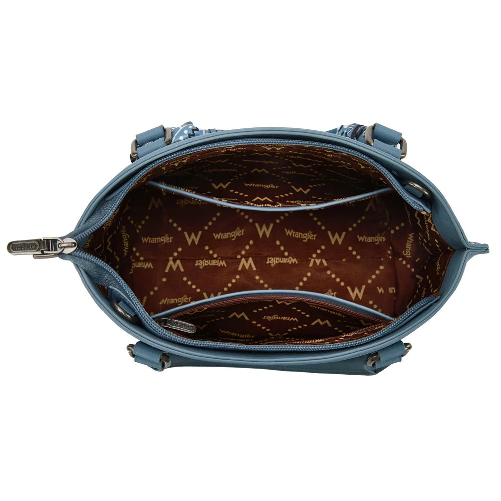 Wrangler Braided Paisley Bandana Tote Bag - light blue