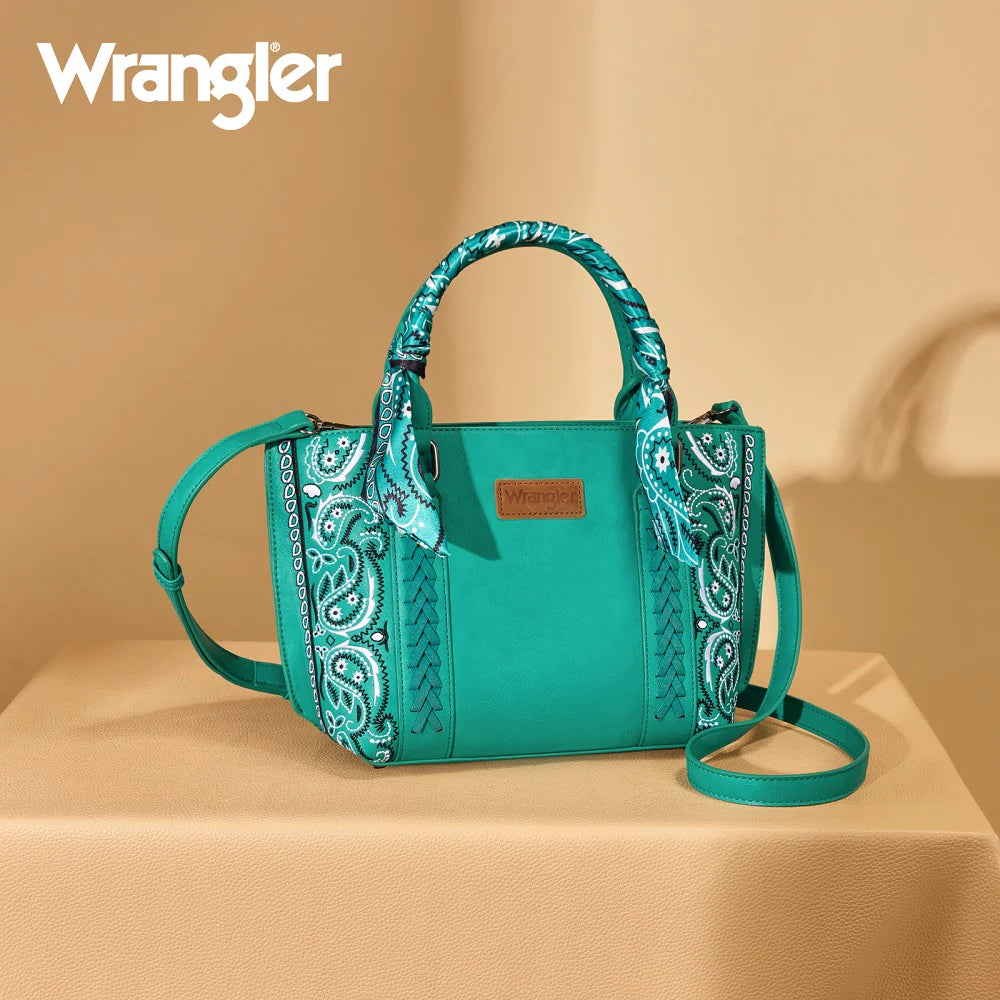 Wrangler Braided Paisley Bandana Tote Bag - Turquoise
