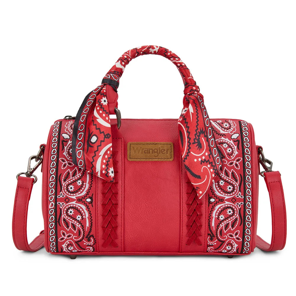 Wrangler Braided Paisley Bandana Boston Bag - Red