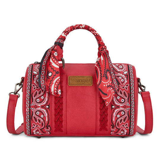 Wrangler Braided Paisley Bandana Boston Bag - Red