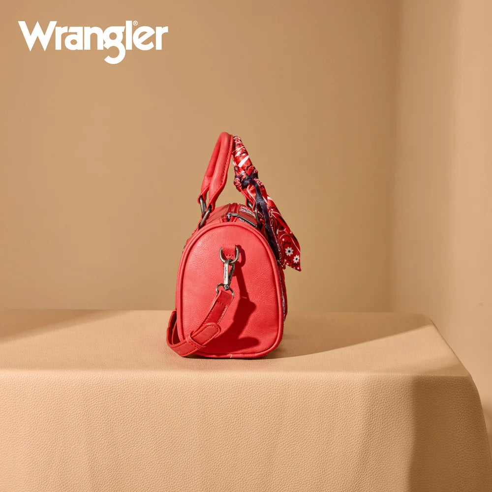 Wrangler Braided Paisley Bandana Boston Bag - Red