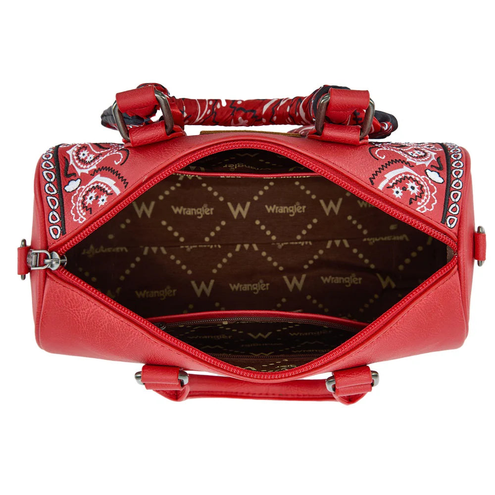 Wrangler Braided Paisley Bandana Boston Bag - Red