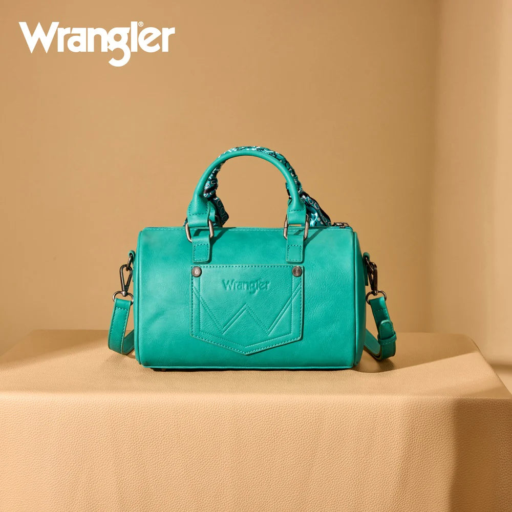 Wrangler Braided Paisley Bandana Boston Bag - Turquoise
