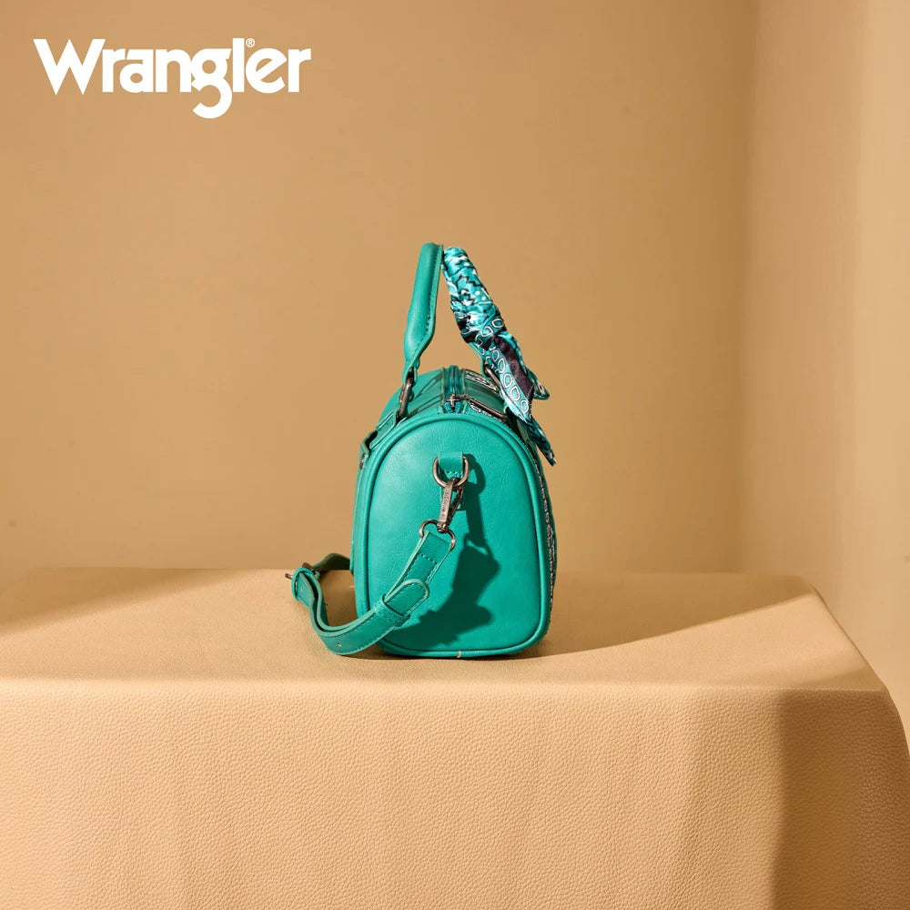 Wrangler Braided Paisley Bandana Boston Bag - Turquoise