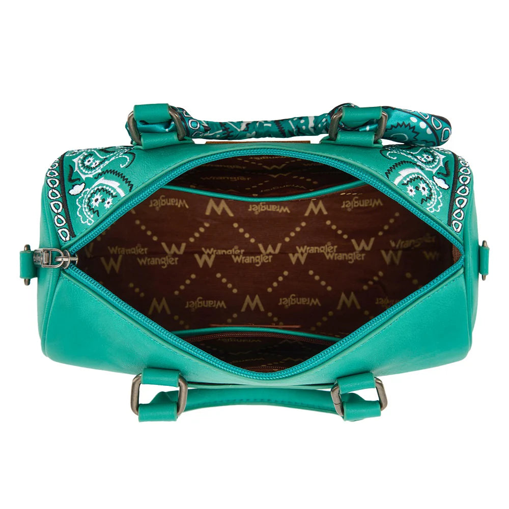 Wrangler Braided Paisley Bandana Boston Bag - Turquoise
