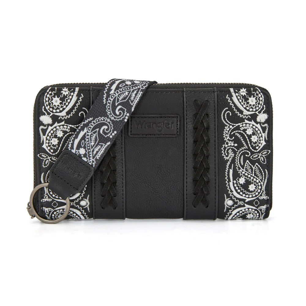 Wrangler Braided Paisley Bandana Wallet - Black