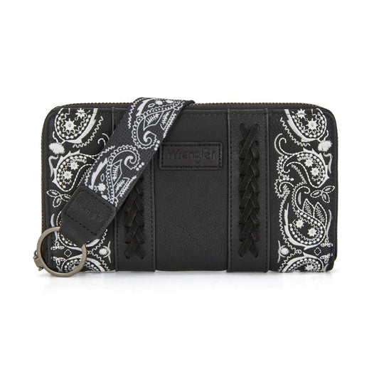 Wrangler Braided Paisley Bandana Wallet - Black