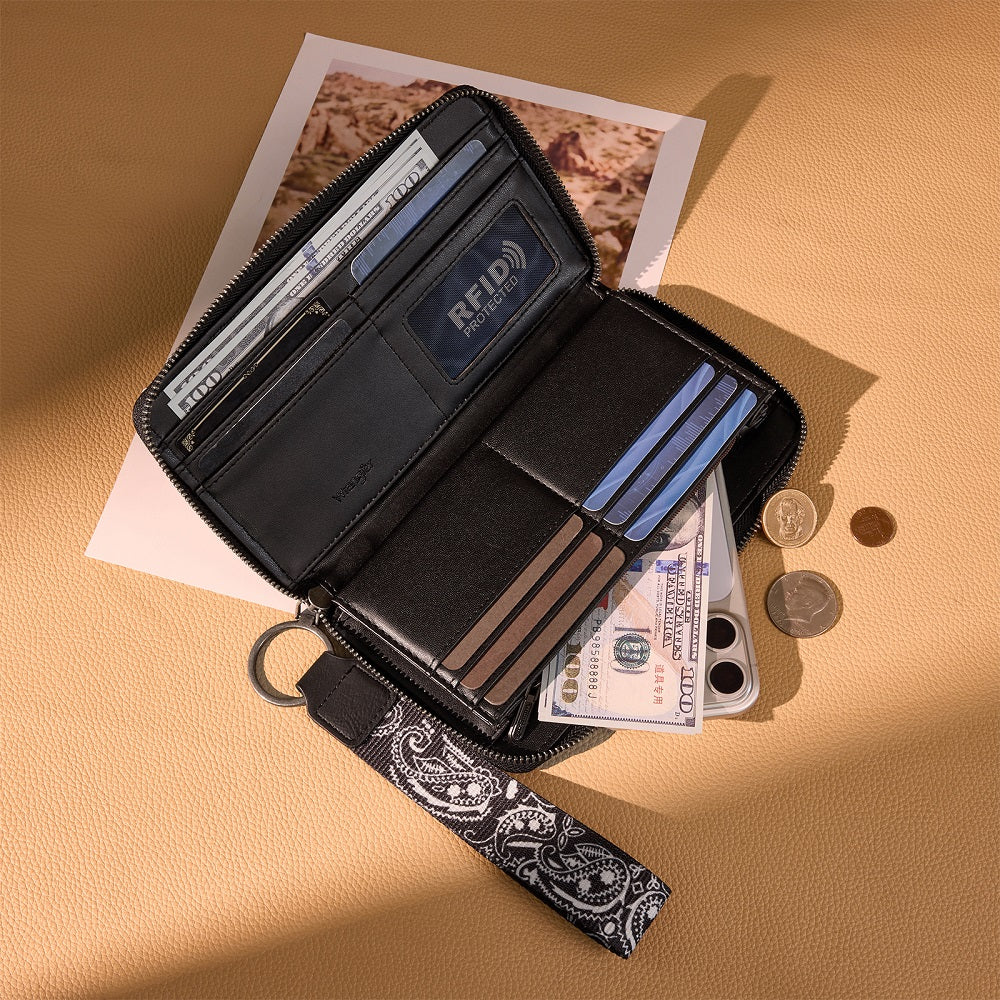 Wrangler Braided Paisley Bandana Wallet - Black